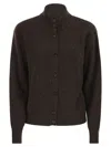 Peserico Buttoned Turtleneck Cardigan In Brown