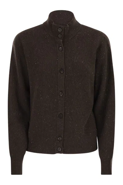Peserico Button-up Sweater In Brown