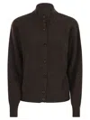 Peserico Buttoned Turtleneck Cardigan In Brown