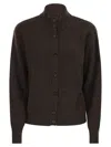 Peserico Buttoned Turtleneck Cardigan In Brown