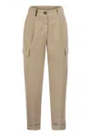 Peserico Women Cargo Carrot Trousers In Cotton Gabardine