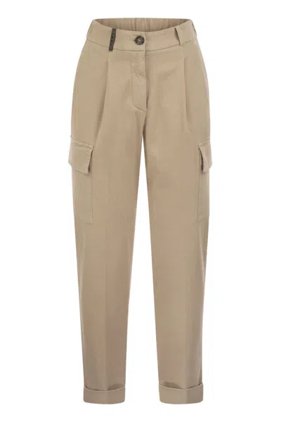 PESERICO PESERICO CARGO CARROT TROUSERS IN COTTON GABARDINE