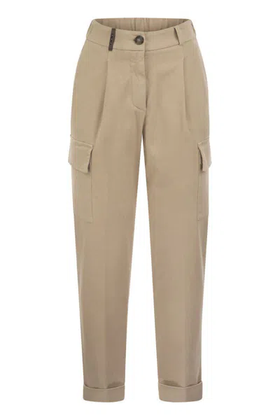 PESERICO PESERICO CARGO CARROT TROUSERS IN COTTON GABARDINE