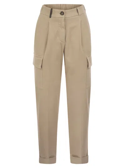 PESERICO CARGO CARROT TROUSERS IN COTTON GABARDINE