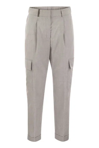 PESERICO PESERICO CARGO TROUSERS IN TECHNICAL VISCOSE CANVAS