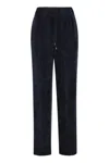 Peserico Carrot Trousers With Velvet Lace In Navy