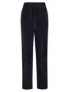 Peserico Carrot Trousers With Velvet Lace In Navy