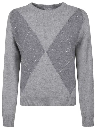 PESERICO CASHMERE KNIT SWEATER WITH DIAMOND PATTERN