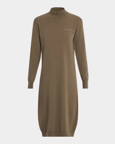 Peserico Cashmere, Silk And Wool Knit Midi Dress In Green