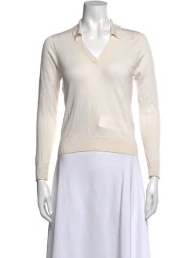 Pre-owned Peserico Cashmere V-neck Sweater In Neutrals