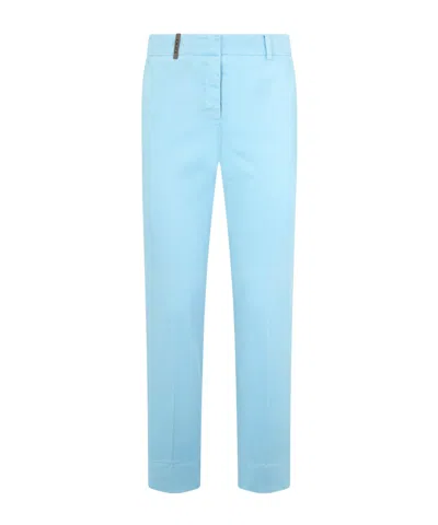 Peserico Casual Pants With Belt Loops In Blue