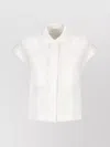 Peserico Casual Silk Blend Collared Neck Top In White