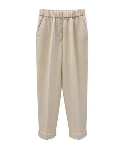 Peserico Casual Trousers With An Elastic Waistband In Neutral
