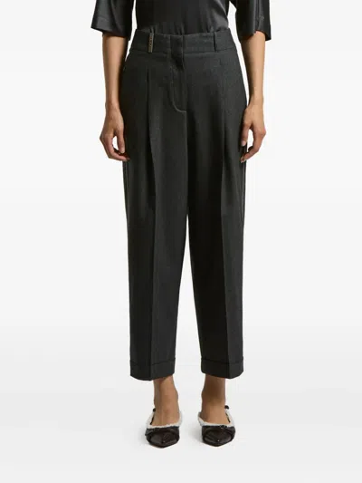 Peserico Chain-detail Trousers In Black