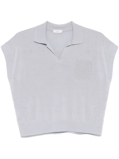 Peserico Chain Link Detailed Polo Top In White