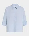Peserico Linen Shirt 3/4 Sleeves In Sunrise Blue