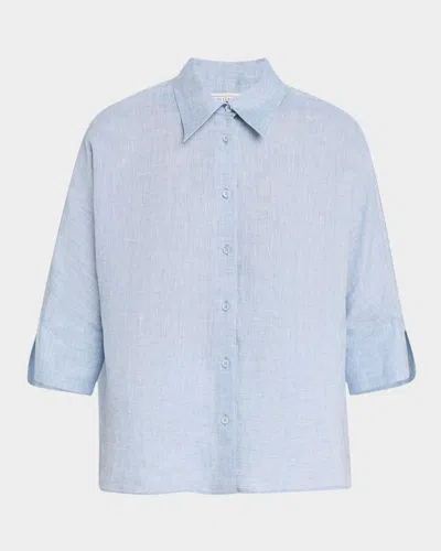 Peserico Chain-trim Linen Shirt In Sunrise Blue