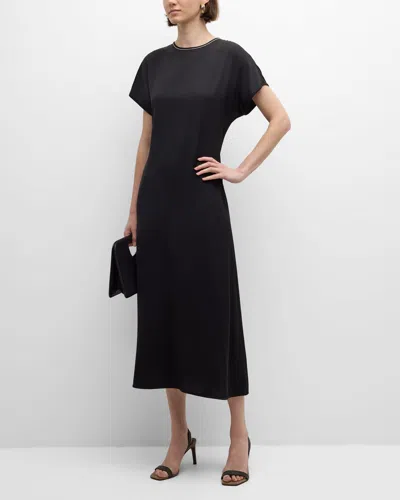 Peserico Chain-trim Midi Dress In Black