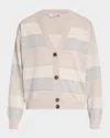 Peserico Chain-trim Stripe Knit Cardigan In Brown