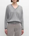 Peserico Chain-trim V-neck Sweater In Granite