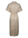 Peserico Dress Chest Pockets Short Sleeves Waist Tie In Neutral
