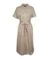 Peserico Dress Chest Pockets Short Sleeves Waist Tie In Brown