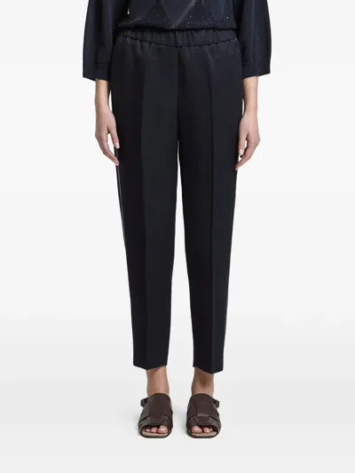 Peserico Chain-trim Elasticated Trousers In Black
