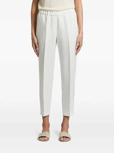 Peserico Chain-trim Pressed-crease Trousers In White