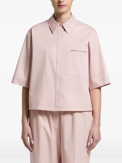 Peserico Chain-trim Short-sleeve Shirt In Pink