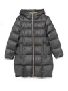 Peserico Mid-length Gray Padded Jacket With Hood In Gray