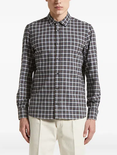Peserico Check-pattern Shirt In Gray