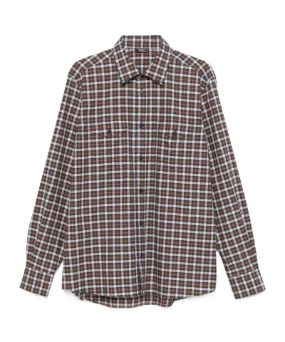 Peserico Check Pattern Shirt In Multi