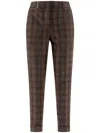 Peserico Check Wool Trousers In Brown