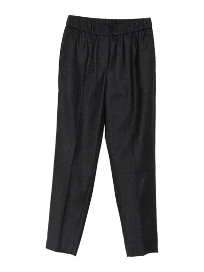 Peserico Check-pattern Elasticated-waistband Trousers In Black