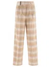 Peserico Wool Trousers With Front Pleats And Checked Pattern