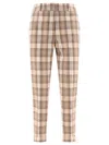 Peserico Check Wool Trousers In Beige