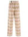 Peserico Check Wool Trousers In Neutral