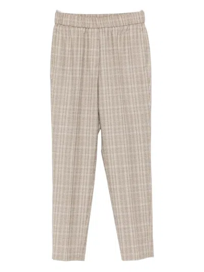 Peserico Checked Elasticated-waist Trousers In Neutral