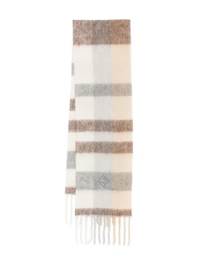 Peserico Checked Fringed Scarf In Neutral