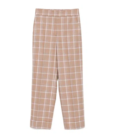 Peserico Checked Lurex-detail Trousers In Nude