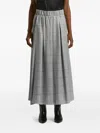 Peserico Checked-pattern Pleated Maxi Skirt In Gray