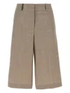 Peserico Micro Houndstooth Long Bermuda Shorts Bermuda And Short Beige In Brown