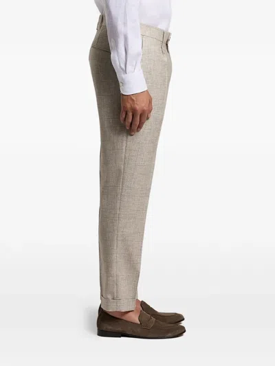 Peserico Checked Pleated Trousers In Neutral