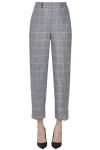 PESERICO CHECKED PRINT LINEN TROUSERS