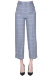 PESERICO CHECKED PRINT LINEN TROUSERS