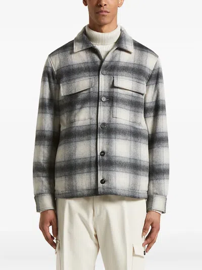 Peserico Checked Shirt Jacket In Neutral