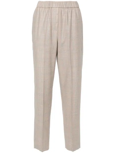 Peserico Checked Tapered Trousers In Neutrals