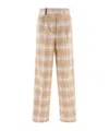 Peserico Wool Trousers With Front Pleats And Checked Pattern In Nude