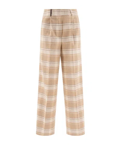 PESERICO PLEATED-FRONT CHECK TROUSERS