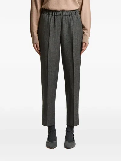 Peserico Check-pattern Elasticated-waist Trousers In Gray